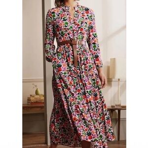 Boden Multicolor Floral Long Sleeve Dress